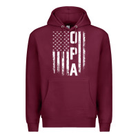 Burgundy opa gift america flag gift for men father's day pullover hoodie Premium Hoodie - linhVisuals