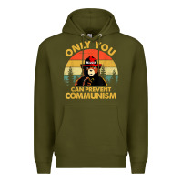 Army Green vintage only you can prevent communism funny bear camping t shirt Premium Hoodie - linhVisuals