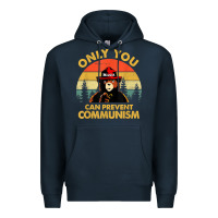 Navy vintage only you can prevent communism funny bear camping t shirt Premium Hoodie - linhVisuals