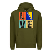 Army Green vintage retro i love bosnia flag for bosnian pride gift t shirt Premium Hoodie - linhVisuals