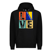 Black vintage retro i love bosnia flag for bosnian pride gift t shirt Premium Hoodie - linhVisuals