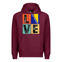 Burgundy vintage retro i love bosnia flag for bosnian pride gift t shirt Premium Hoodie - linhVisuals