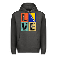 Charcoal Heather vintage retro i love bosnia flag for bosnian pride gift t shirt Premium Hoodie - linhVisuals