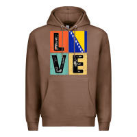 Chestnut vintage retro i love bosnia flag for bosnian pride gift t shirt Premium Hoodie - linhVisuals