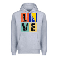 Heather Grey vintage retro i love bosnia flag for bosnian pride gift t shirt Premium Hoodie - linhVisuals