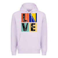 Lilac vintage retro i love bosnia flag for bosnian pride gift t shirt Premium Hoodie - linhVisuals