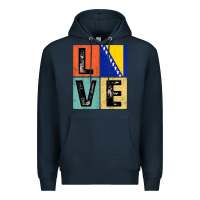 Navy vintage retro i love bosnia flag for bosnian pride gift t shirt Premium Hoodie - linhVisuals