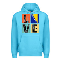 Ocean Blue vintage retro i love bosnia flag for bosnian pride gift t shirt Premium Hoodie - linhVisuals