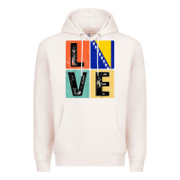 Pale Pink vintage retro i love bosnia flag for bosnian pride gift t shirt Premium Hoodie - linhVisuals