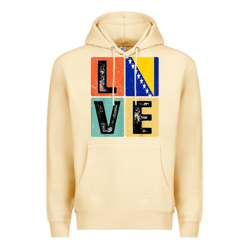 Vintage Retro I Love Bosnia Flag For Bosnian Pride Gift T Shirt Premium Hoodie by linhVisuals | Teevron