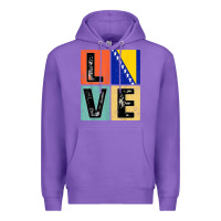 Purple vintage retro i love bosnia flag for bosnian pride gift t shirt Premium Hoodie - linhVisuals