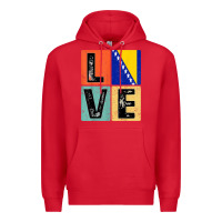 Red vintage retro i love bosnia flag for bosnian pride gift t shirt Premium Hoodie - linhVisuals