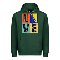 Sports Green vintage retro i love bosnia flag for bosnian pride gift t shirt Premium Hoodie - linhVisuals