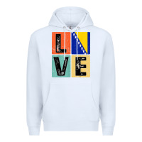 White vintage retro i love bosnia flag for bosnian pride gift t shirt Premium Hoodie - linhVisuals