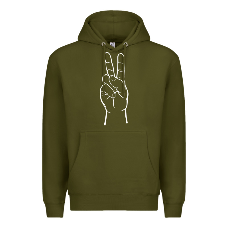 Peace Sign Two Fingers Hand Gesture Symbol Illustration T Shirt Premium Hoodie by linhVisuals | Teevron
