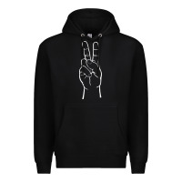 Black peace sign two fingers hand gesture symbol illustration t shirt Premium Hoodie - linhVisuals