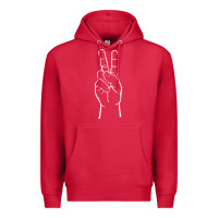 Cardinal peace sign two fingers hand gesture symbol illustration t shirt Premium Hoodie - linhVisuals