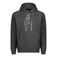 Charcoal Heather peace sign two fingers hand gesture symbol illustration t shirt Premium Hoodie - linhVisuals