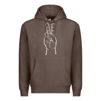Coffee peace sign two fingers hand gesture symbol illustration t shirt Premium Hoodie - linhVisuals
