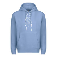 Colony Blue peace sign two fingers hand gesture symbol illustration t shirt Premium Hoodie - linhVisuals