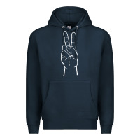 Navy peace sign two fingers hand gesture symbol illustration t shirt Premium Hoodie - linhVisuals