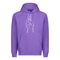 Purple peace sign two fingers hand gesture symbol illustration t shirt Premium Hoodie - linhVisuals