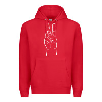 Red peace sign two fingers hand gesture symbol illustration t shirt Premium Hoodie - linhVisuals