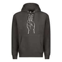 Smoke peace sign two fingers hand gesture symbol illustration t shirt Premium Hoodie - linhVisuals