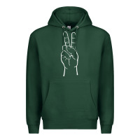 Sports Green peace sign two fingers hand gesture symbol illustration t shirt Premium Hoodie - linhVisuals