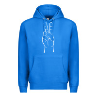 True Royal peace sign two fingers hand gesture symbol illustration t shirt Premium Hoodie - linhVisuals