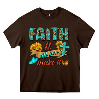 Chocolate Brown Faith It Till You Make It Heavy Core Tee - BundleAndBundleShop