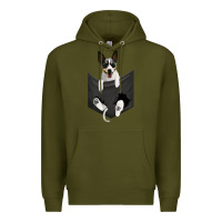 Army Green rat terrier dog in pocket, rattie puppy, ratting terrier t shirt Premium Hoodie - linhVisuals