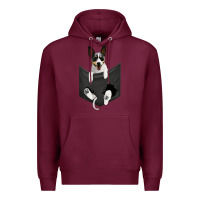 Burgundy rat terrier dog in pocket, rattie puppy, ratting terrier t shirt Premium Hoodie - linhVisuals