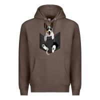 Coffee rat terrier dog in pocket, rattie puppy, ratting terrier t shirt Premium Hoodie - linhVisuals