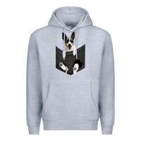 Heather Grey rat terrier dog in pocket, rattie puppy, ratting terrier t shirt Premium Hoodie - linhVisuals