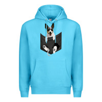 Ocean Blue rat terrier dog in pocket, rattie puppy, ratting terrier t shirt Premium Hoodie - linhVisuals