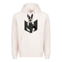 Pale Pink rat terrier dog in pocket, rattie puppy, ratting terrier t shirt Premium Hoodie - linhVisuals