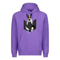Purple rat terrier dog in pocket, rattie puppy, ratting terrier t shirt Premium Hoodie - linhVisuals
