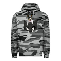 Slate Camo rat terrier dog in pocket, rattie puppy, ratting terrier t shirt Premium Hoodie - linhVisuals