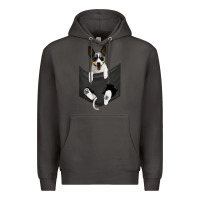 Smoke rat terrier dog in pocket, rattie puppy, ratting terrier t shirt Premium Hoodie - linhVisuals