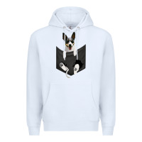 White rat terrier dog in pocket, rattie puppy, ratting terrier t shirt Premium Hoodie - linhVisuals