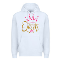 White birthday queen shirt, womens birthday shirt, birthday t shirt Premium Hoodie - linhVisuals