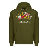 Army Green retro maryland crab state flag vintage travel tank top Premium Hoodie - linhVisuals