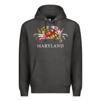 Charcoal Heather retro maryland crab state flag vintage travel tank top Premium Hoodie - linhVisuals