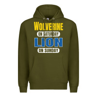 Army Green wolverine on saturday lion on sunday fans detroit vintage pullover hoo Premium Hoodie - linhVisuals