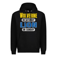 Black wolverine on saturday lion on sunday fans detroit vintage pullover hoo Premium Hoodie - linhVisuals