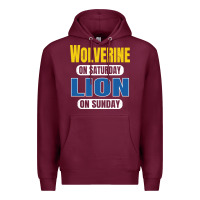 Burgundy wolverine on saturday lion on sunday fans detroit vintage pullover hoo Premium Hoodie - linhVisuals