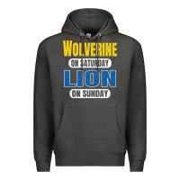Charcoal Heather wolverine on saturday lion on sunday fans detroit vintage pullover hoo Premium Hoodie - linhVisuals