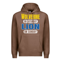Chestnut wolverine on saturday lion on sunday fans detroit vintage pullover hoo Premium Hoodie - linhVisuals