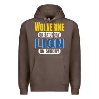Coffee wolverine on saturday lion on sunday fans detroit vintage pullover hoo Premium Hoodie - linhVisuals